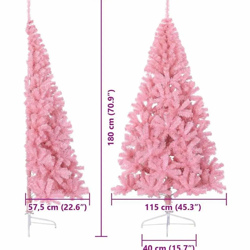 vidaXL Árbol de Navidad Artificial Preiluminado 180 cm PVC Rosa