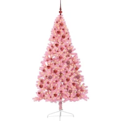 vidaXL Árbol de Navidad Artificial Preiluminado 180 cm PVC Rosa