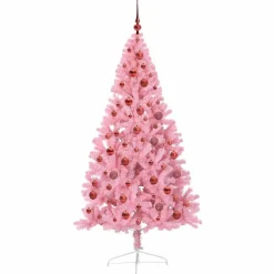 vidaXL Árbol de Navidad Artificial Preiluminado 180 cm PVC Rosa