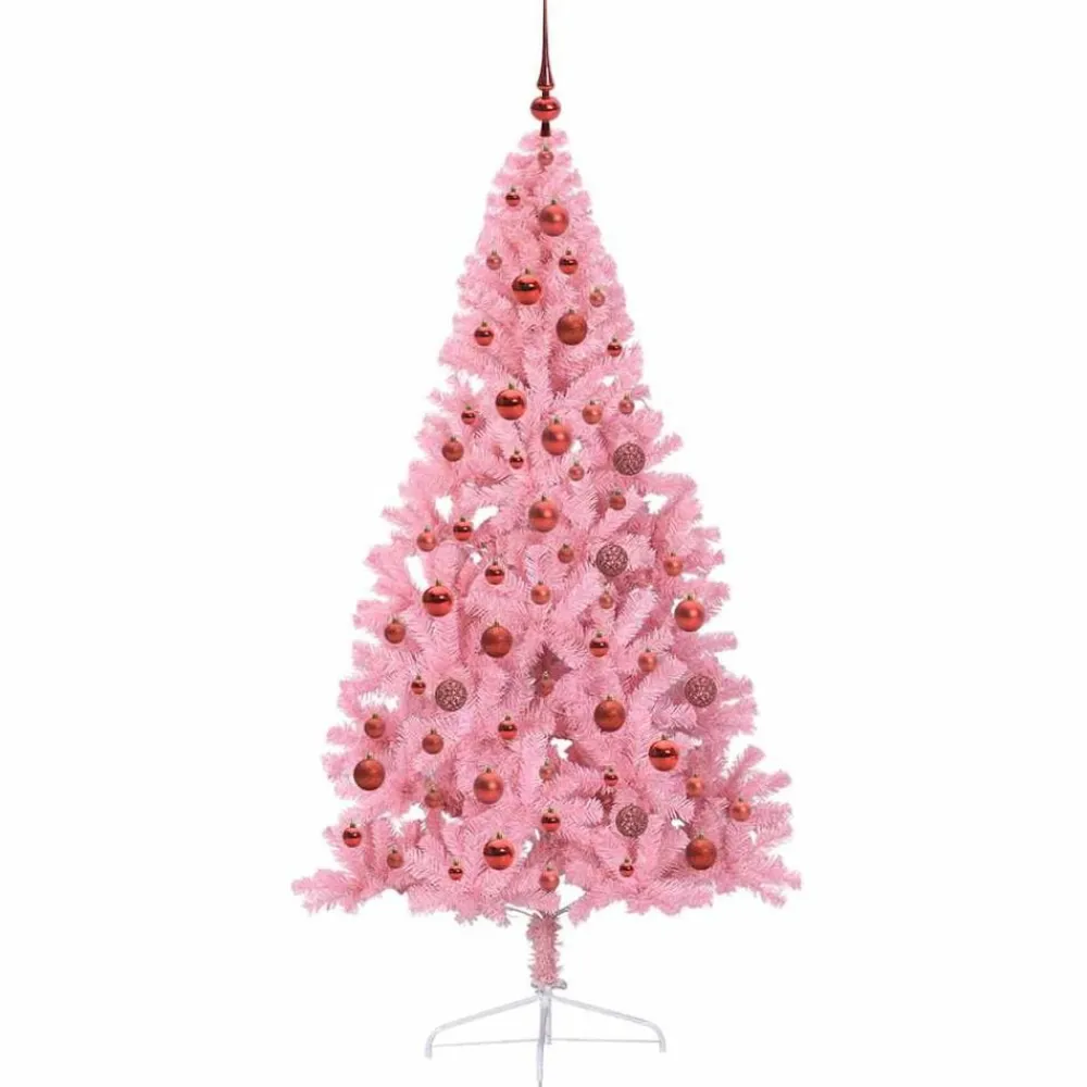 vidaXL Árbol de Navidad Artificial Preiluminado 180 cm PVC Rosa