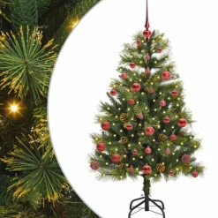 vidaXL Decoración-Árbol de Navidad artificial con ramas plegables y conos 150 cm