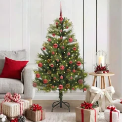 vidaXL Decoración-Árbol de Navidad artificial con ramas plegables y conos 150 cm