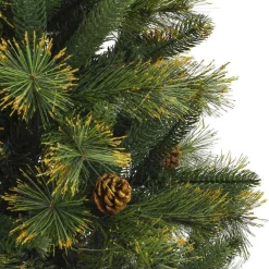 vidaXL Decoración-Árbol de Navidad artificial con ramas plegables y conos 150 cm