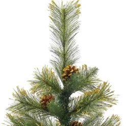 vidaXL Decoración-Árbol de Navidad artificial con ramas plegables y conos 150 cm
