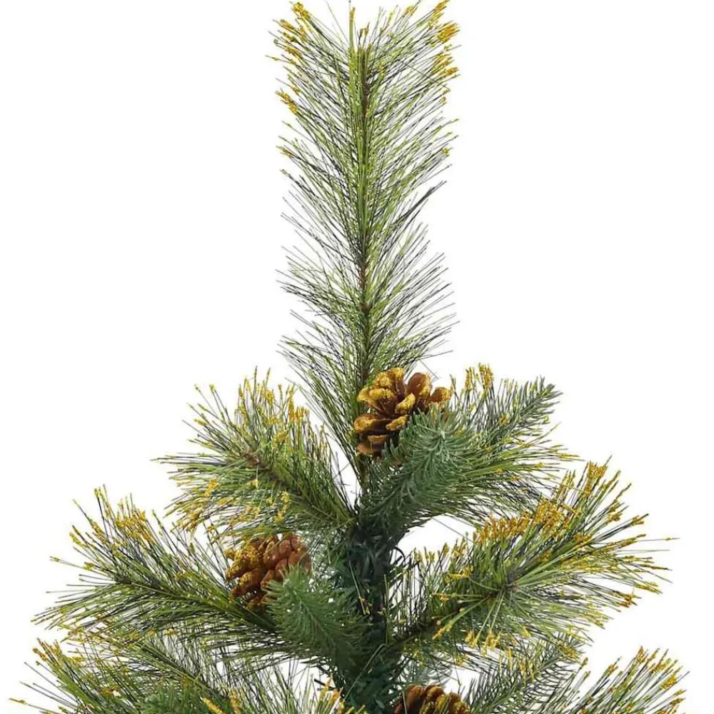 vidaXL Decoración-Árbol de Navidad artificial con ramas plegables y conos 150 cm