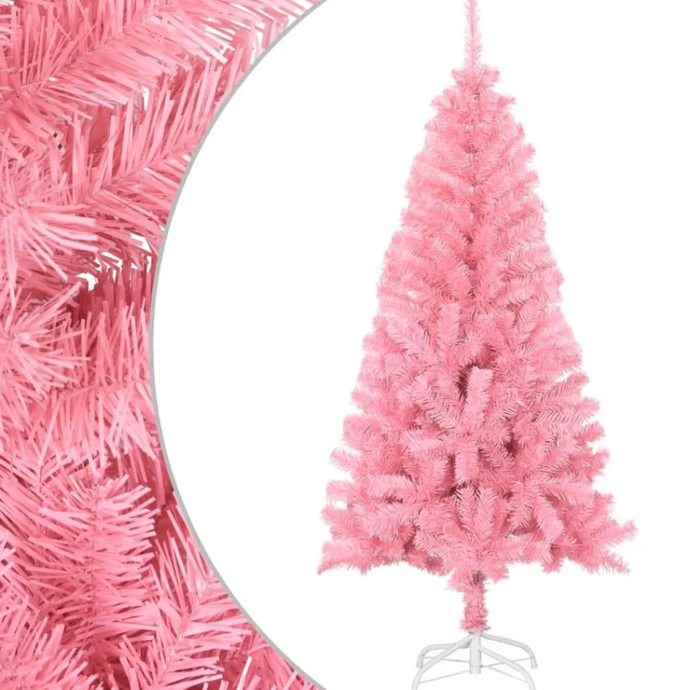 vidaXL Árbol de Navidad artificial con soporte PVC 150 cm Rosa Outlet