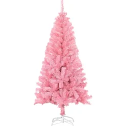 vidaXL Árbol de Navidad artificial con soporte PVC 150 cm Rosa Outlet