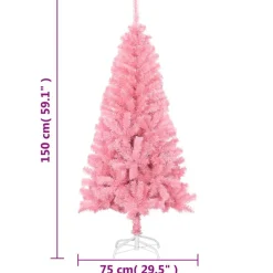 vidaXL Árbol de Navidad artificial con soporte PVC 150 cm Rosa Outlet