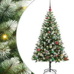 vidaXL Decoración-Árbol de Navidad Artificial Plegable con Nieve Esponjosa 150 cm