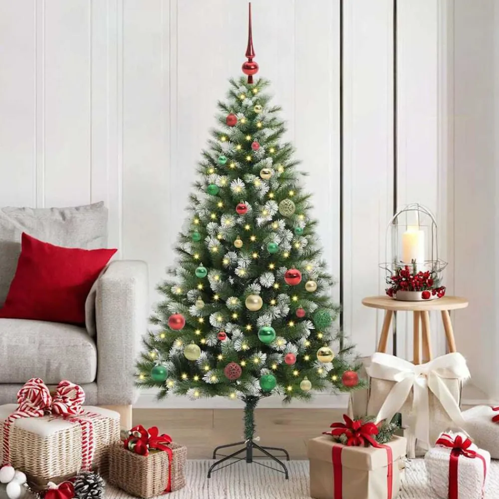 vidaXL Decoración-Árbol de Navidad Artificial Plegable con Nieve Esponjosa 150 cm