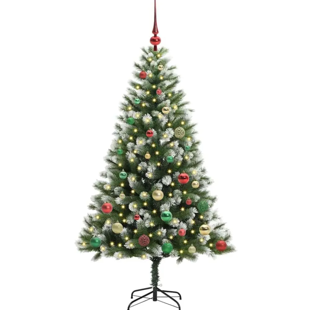 vidaXL Decoración-Árbol de Navidad Artificial Plegable con Nieve Esponjosa 150 cm