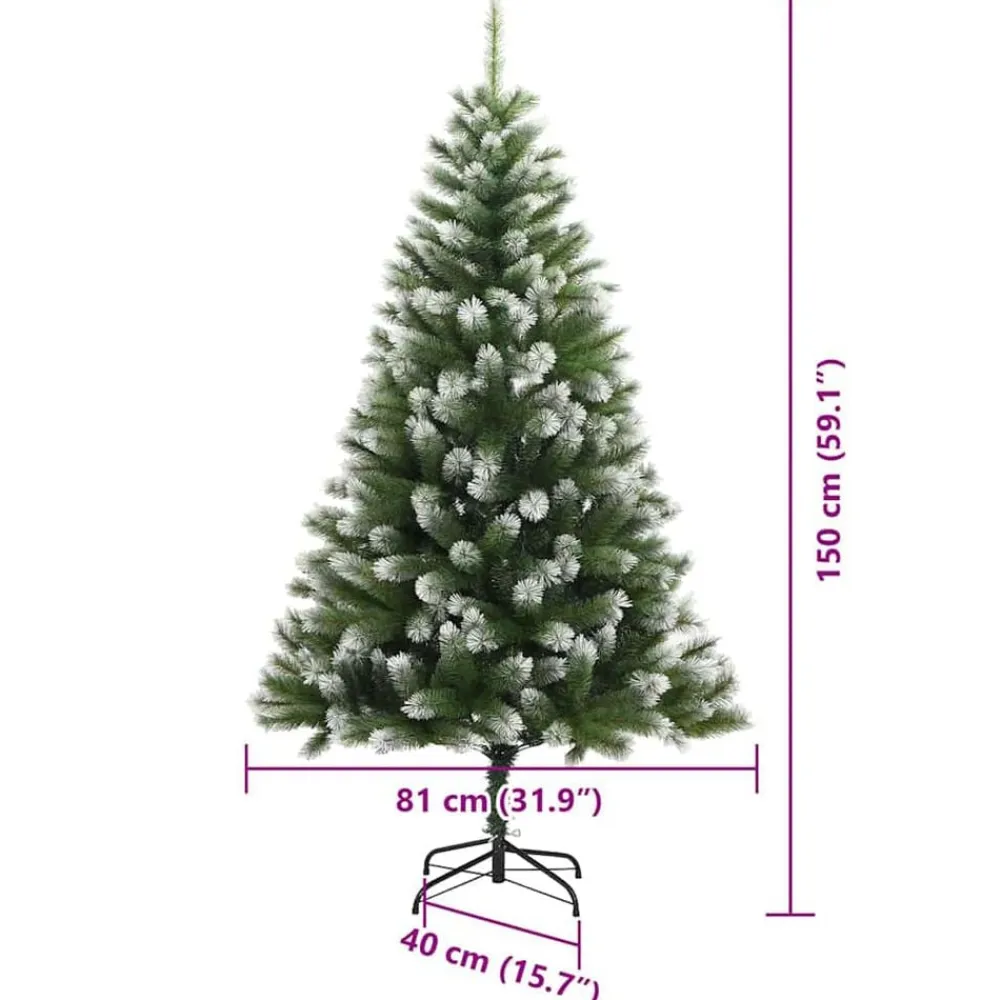 vidaXL Decoración-Árbol de Navidad Artificial Plegable con Nieve Esponjosa 150 cm