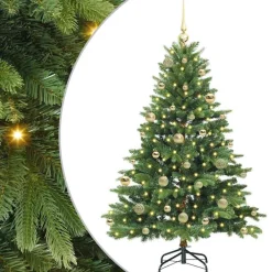 vidaXL Decoración-Árbol de Navidad artificial con 150 LED 150 cm PE y PVC