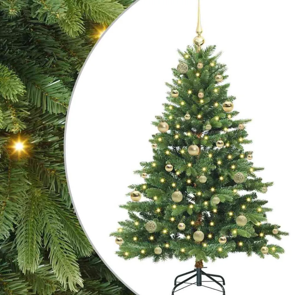 vidaXL Decoración-Árbol de Navidad artificial con 150 LED 150 cm PE y PVC