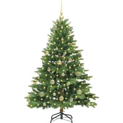 vidaXL Decoración-Árbol de Navidad artificial con 150 LED 150 cm PE y PVC