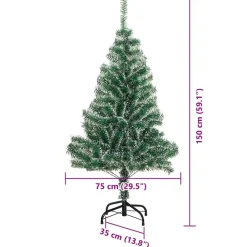 vidaXL Decoración-Árbol de Navidad Artificial Nevado con Luz LED Verde y 150 cm