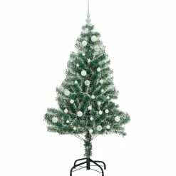 vidaXL Decoración-Árbol de Navidad Artificial Nevado con Luz LED Verde y 150 cm