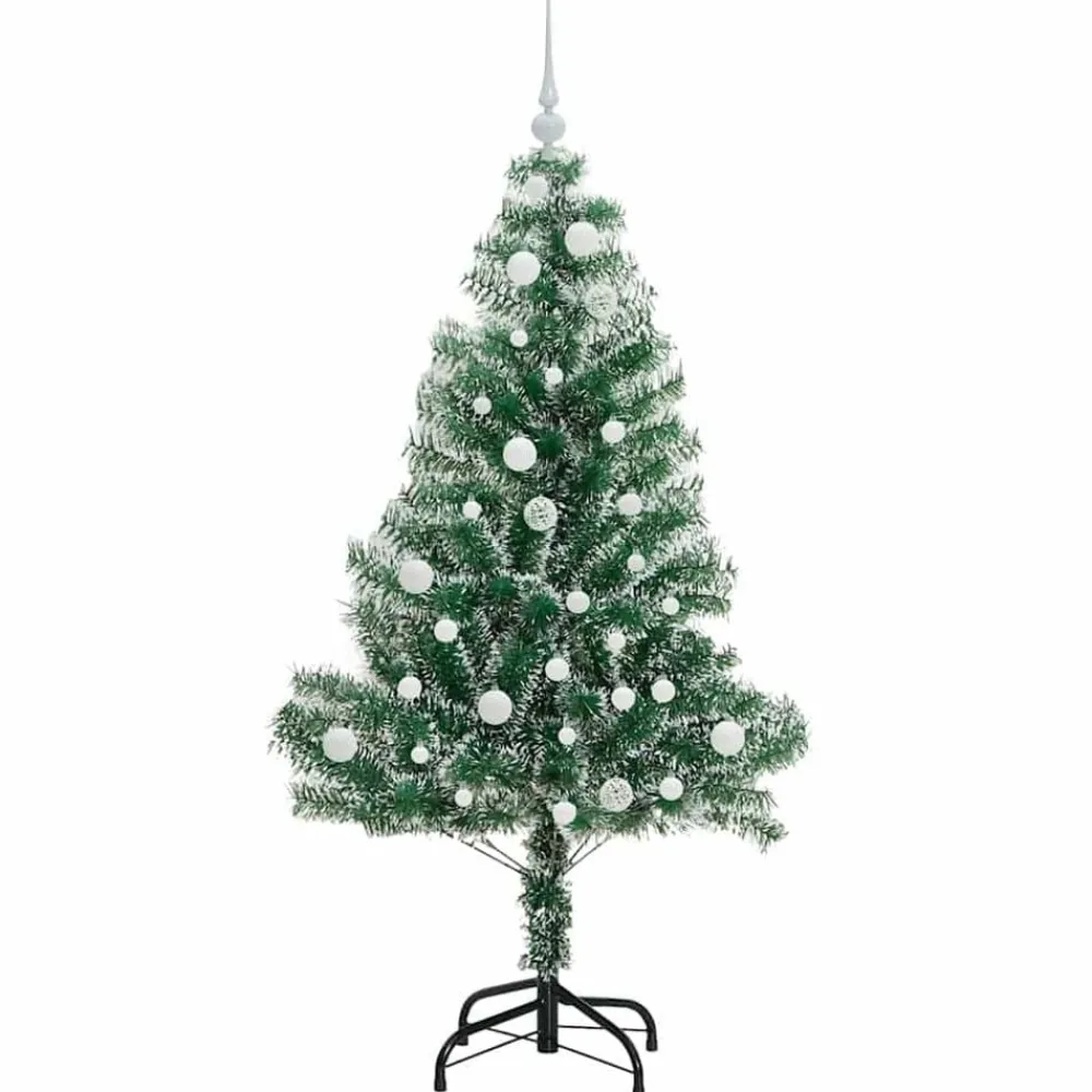 vidaXL Decoración-Árbol de Navidad Artificial Nevado con Luz LED Verde y 150 cm