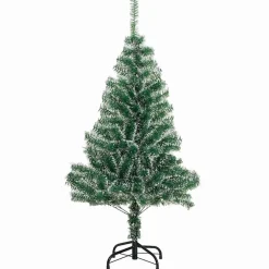 vidaXL Decoración-Árbol de Navidad Artificial Nevado con Luz LED Verde y 150 cm
