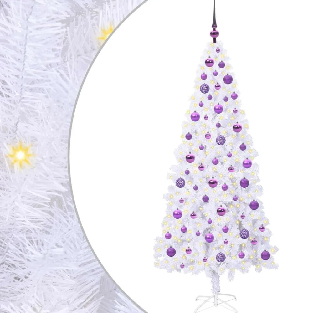 vidaXL Árbol de Navidad artificial con 300 LED 180 cm PVC y Acero Lila Hot