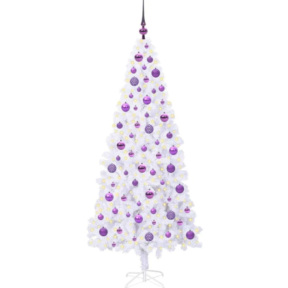 vidaXL Árbol de Navidad artificial con 300 LED 180 cm PVC y Acero Lila Hot