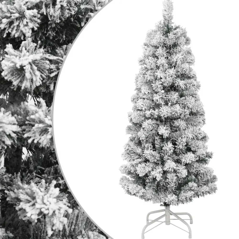 vidaXL Árbol de Navidad artificial con bisagras y nieve flocada 120 cm