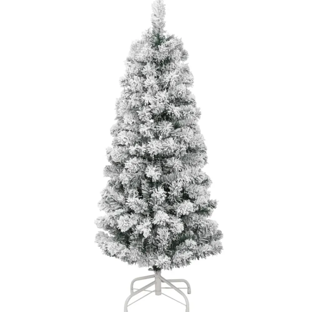 vidaXL Árbol de Navidad artificial con bisagras y nieve flocada 120 cm