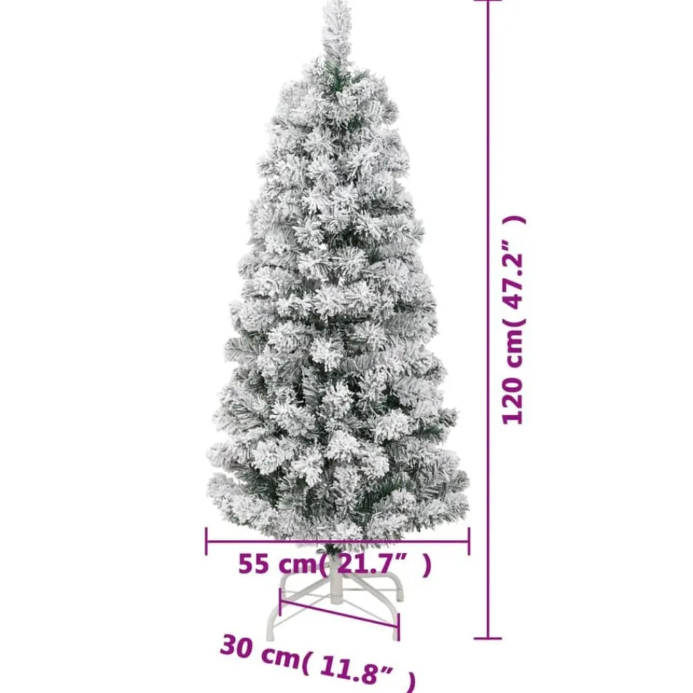 vidaXL Árbol de Navidad artificial con bisagras y nieve flocada 120 cm