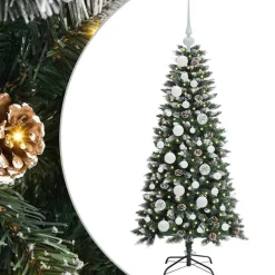 vidaXL Decoración-Árbol de Navidad artificial Verde 120 cm PVC, Plástico y Acero