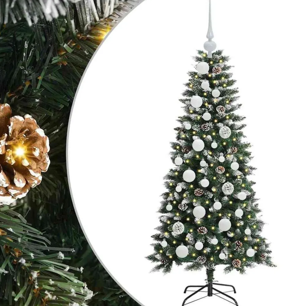 vidaXL Decoración-Árbol de Navidad artificial Verde 120 cm PVC, Plástico y Acero