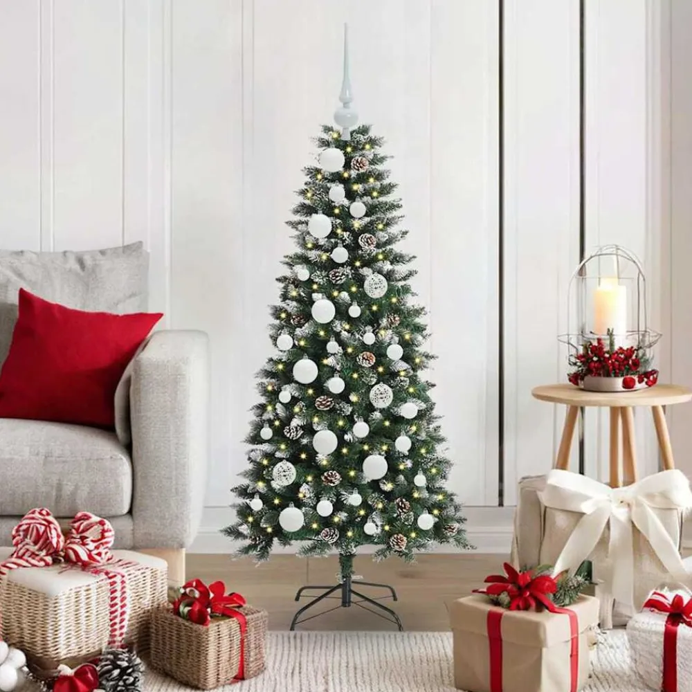 vidaXL Decoración-Árbol de Navidad artificial Verde 120 cm PVC, Plástico y Acero