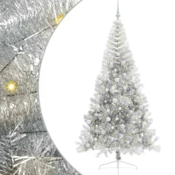 vidaXL Árbol de Navidad Artificial Preiluminado 210 cm PET Plateado Outlet