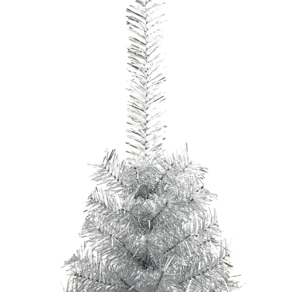 vidaXL Árbol de Navidad Artificial Preiluminado 210 cm PET Plateado Outlet