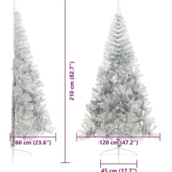 vidaXL Árbol de Navidad Artificial Preiluminado 210 cm PET Plateado Outlet