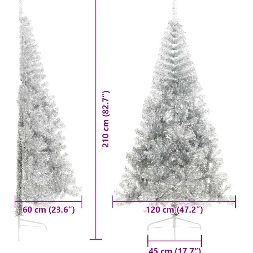 vidaXL Árbol de Navidad Artificial Preiluminado 210 cm PET Plateado Outlet