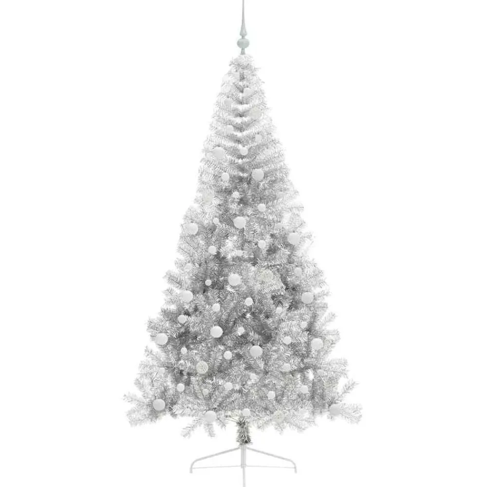 vidaXL Árbol de Navidad Artificial Preiluminado 210 cm PET Plateado Outlet