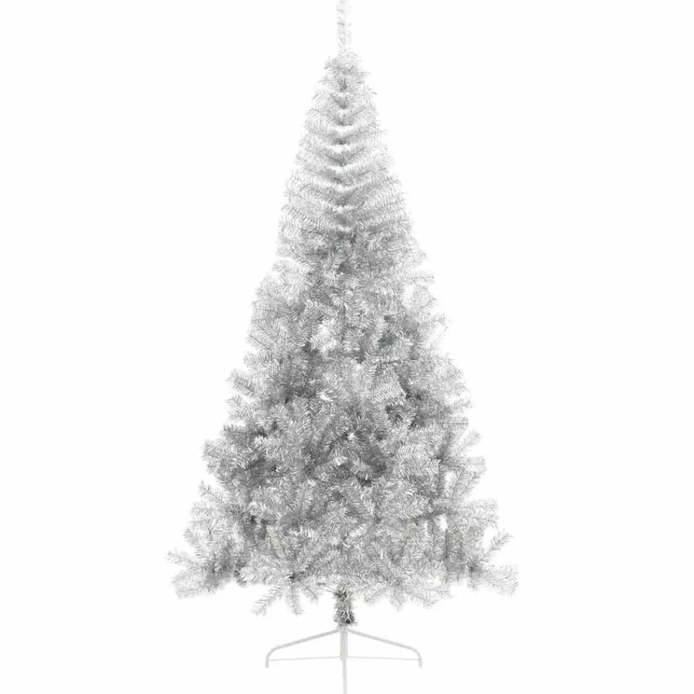 vidaXL Árbol de Navidad Artificial Preiluminado 210 cm PET Plateado Outlet