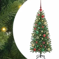 vidaXL Decoración-Árbol de Navidad artificial con 150 LED Verde 120 cm PE y PVC