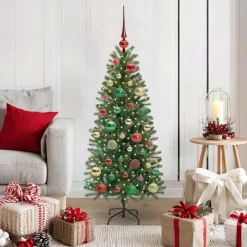 vidaXL Decoración-Árbol de Navidad artificial con 150 LED Verde 120 cm PE y PVC
