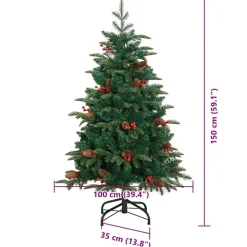 vidaXL Decoración-Árbol de Navidad artificial Verde 150 cm PVC, Metal y Plástico