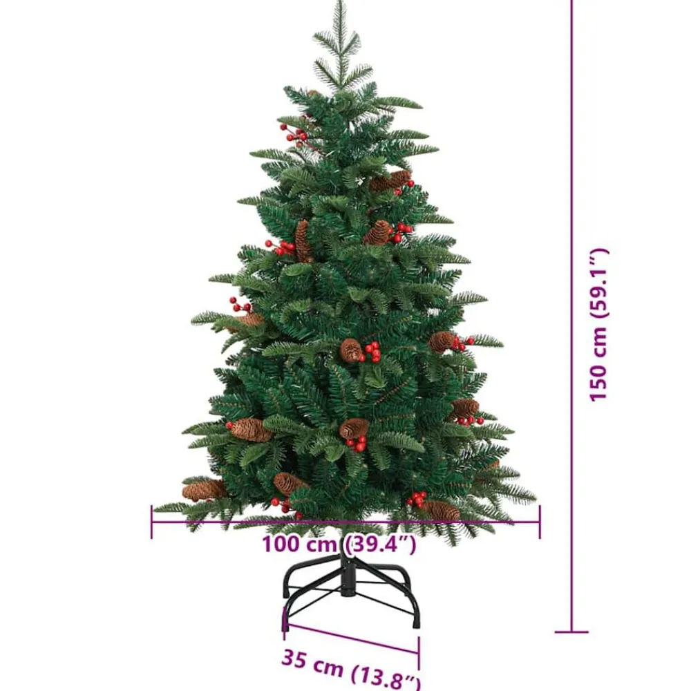 vidaXL Decoración-Árbol de Navidad artificial Verde 150 cm PVC, Metal y Plástico