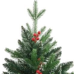 vidaXL Decoración-Árbol de Navidad artificial con bisagras y frutos rojos 120 cm