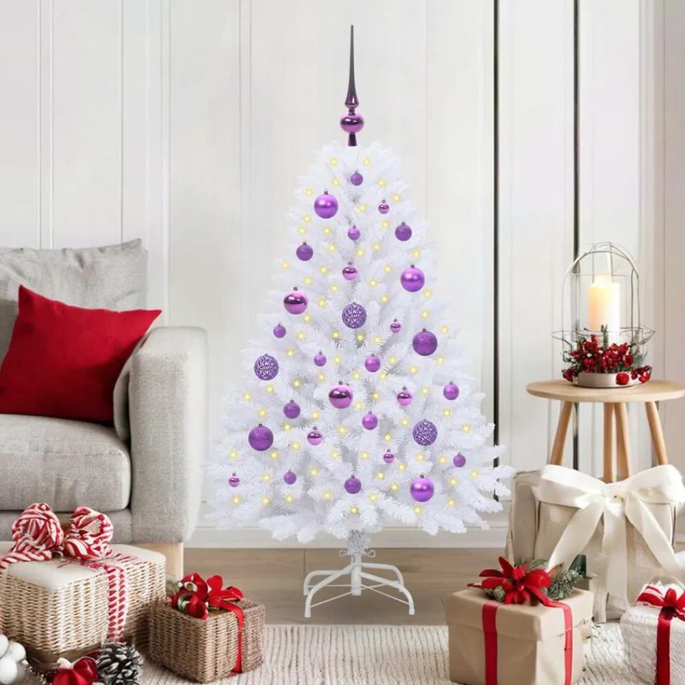 vidaXL Árbol de Navidad artificial con ramas articuladas 120 cm Lila