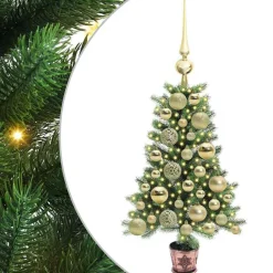 vidaXL Decoración-Árbol de Navidad con 150 LED con soporte Verde 65 cm PE