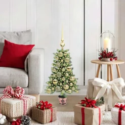 vidaXL Decoración-Árbol de Navidad con 150 LED con soporte Verde 65 cm PE