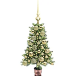vidaXL Decoración-Árbol de Navidad con 150 LED con soporte Verde 65 cm PE
