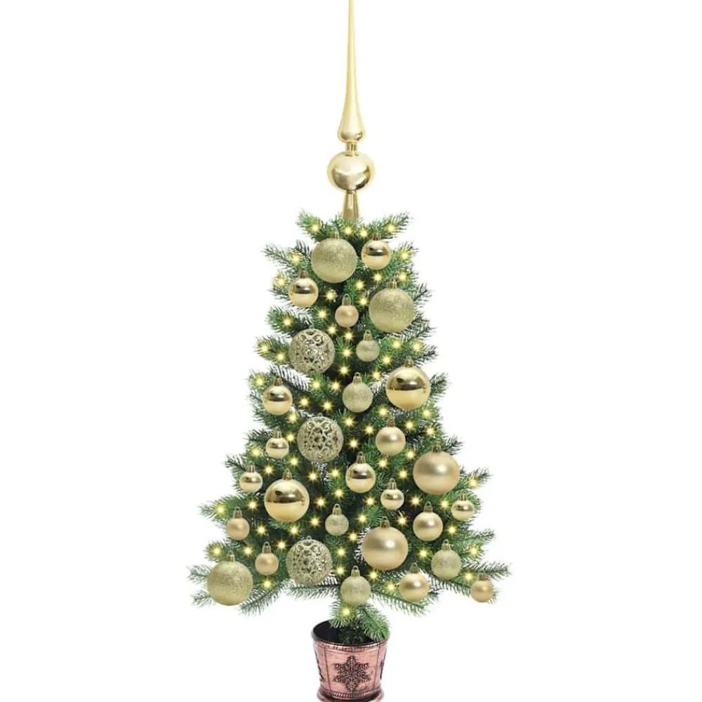 vidaXL Decoración-Árbol de Navidad con 150 LED con soporte Verde 65 cm PE