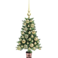 vidaXL Decoración-Árbol de Navidad con 150 LED con soporte Verde 65 cm PE