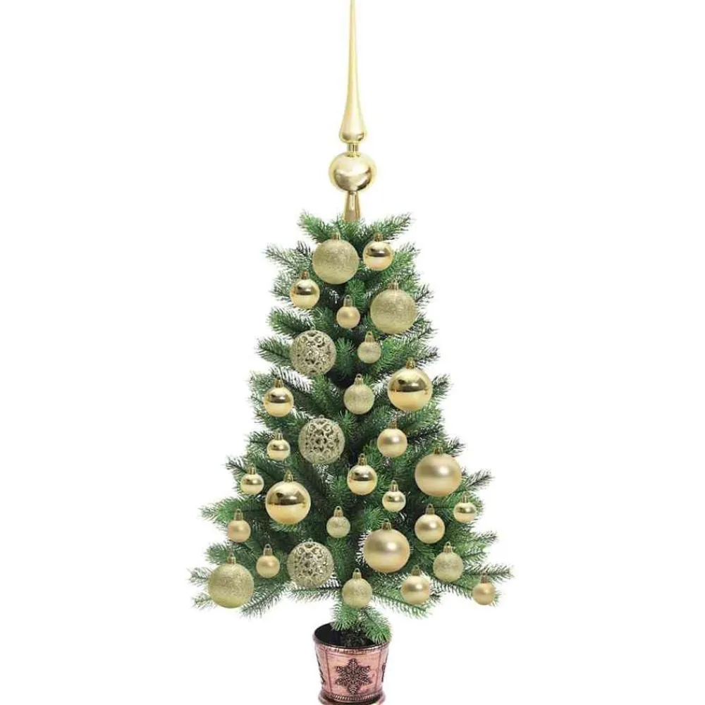 vidaXL Decoración-Árbol de Navidad con 150 LED con soporte Verde 65 cm PE