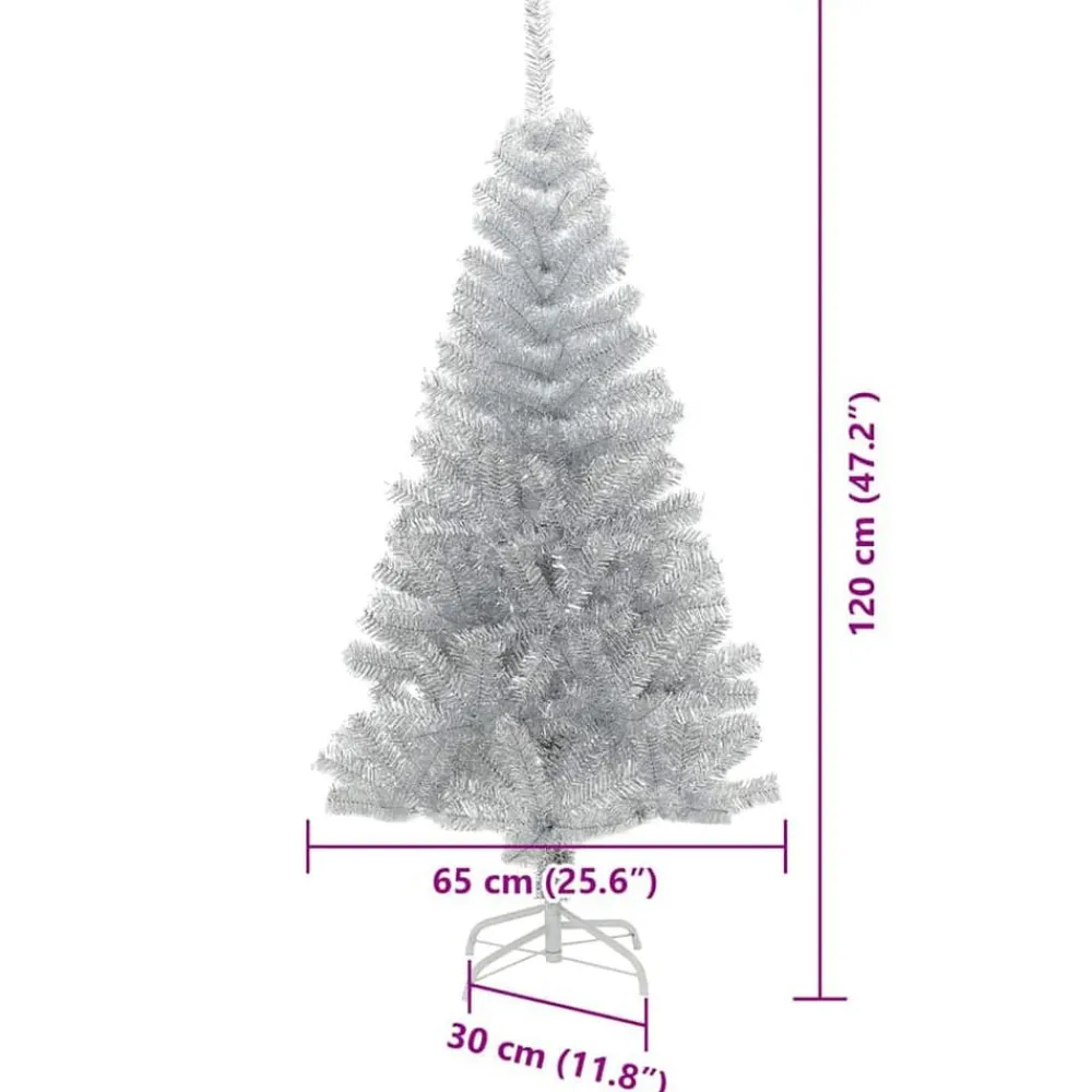 vidaXL Árbol de Navidad con 150 LED con soporte 120 cm PET Plateado Best